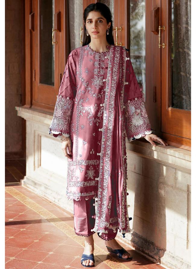 Georgette Pink Party Wear Embroidery Work Pakistani Suit